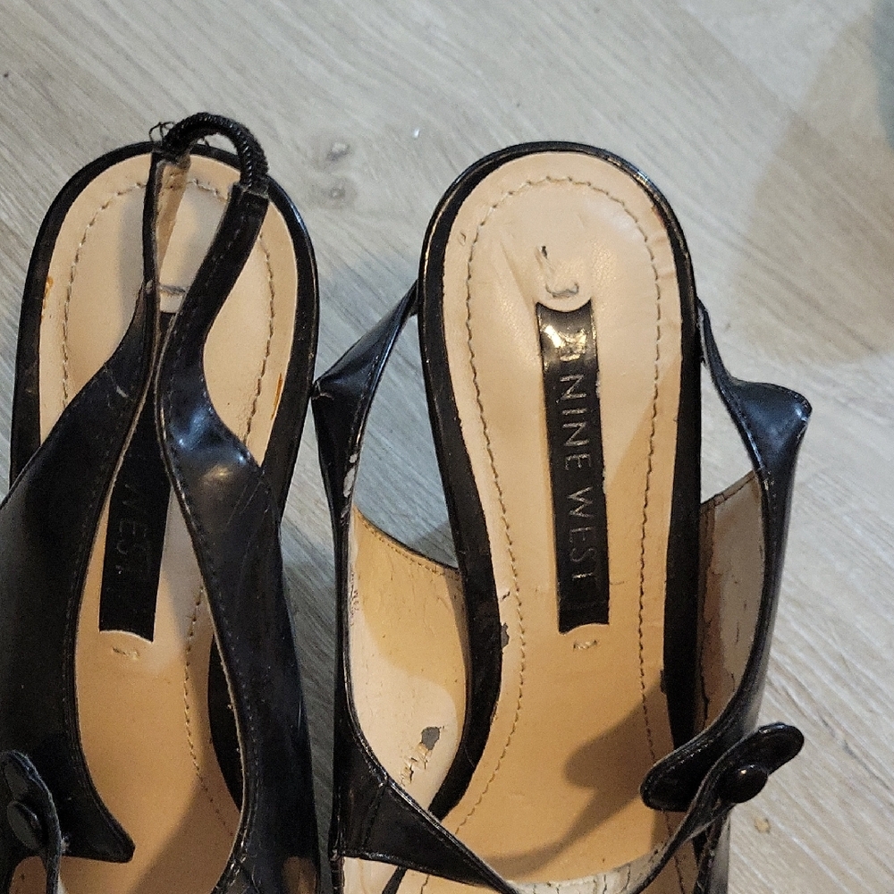 Nine West Black Heeled Slingback Shoes